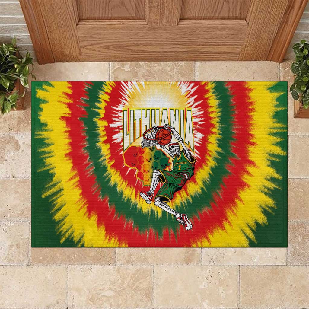 Lithuania-Skeleton Power Dunk Rubber Doormat Tie Dye Style