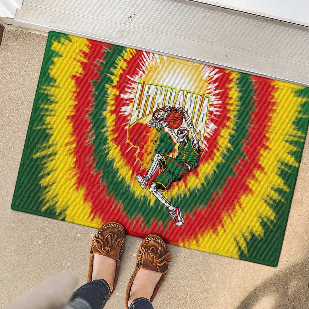 Lithuania-Skeleton Power Dunk Rubber Doormat Tie Dye Style