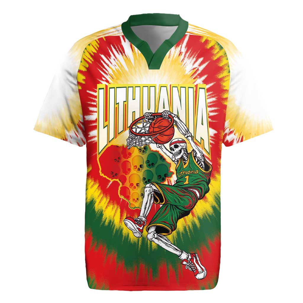Custom Lithuania-Skeleton Power Dunk Rugby Jersey Tie Dye Style