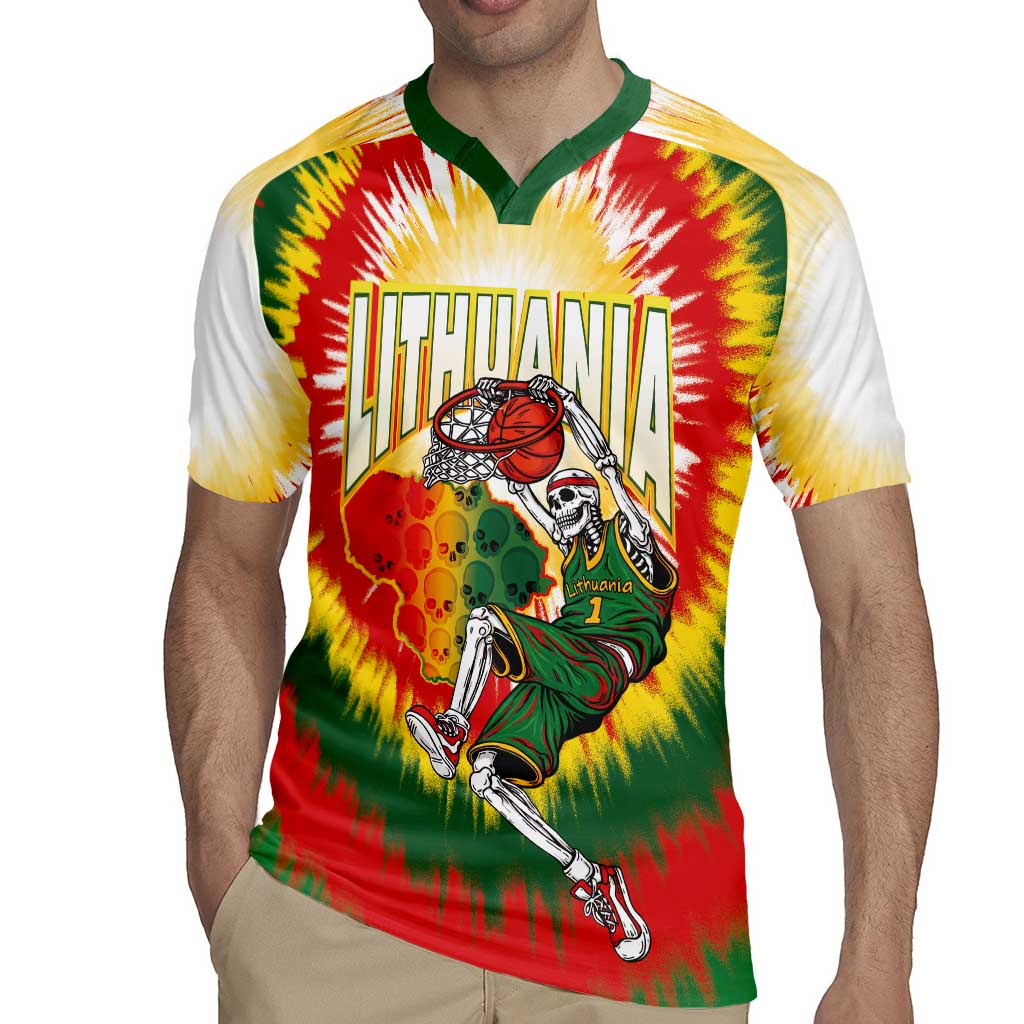 Custom Lithuania-Skeleton Power Dunk Rugby Jersey Tie Dye Style