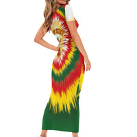 Custom Lithuania-Skeleton Power Dunk Short Sleeve Bodycon Dress Tie Dye Style