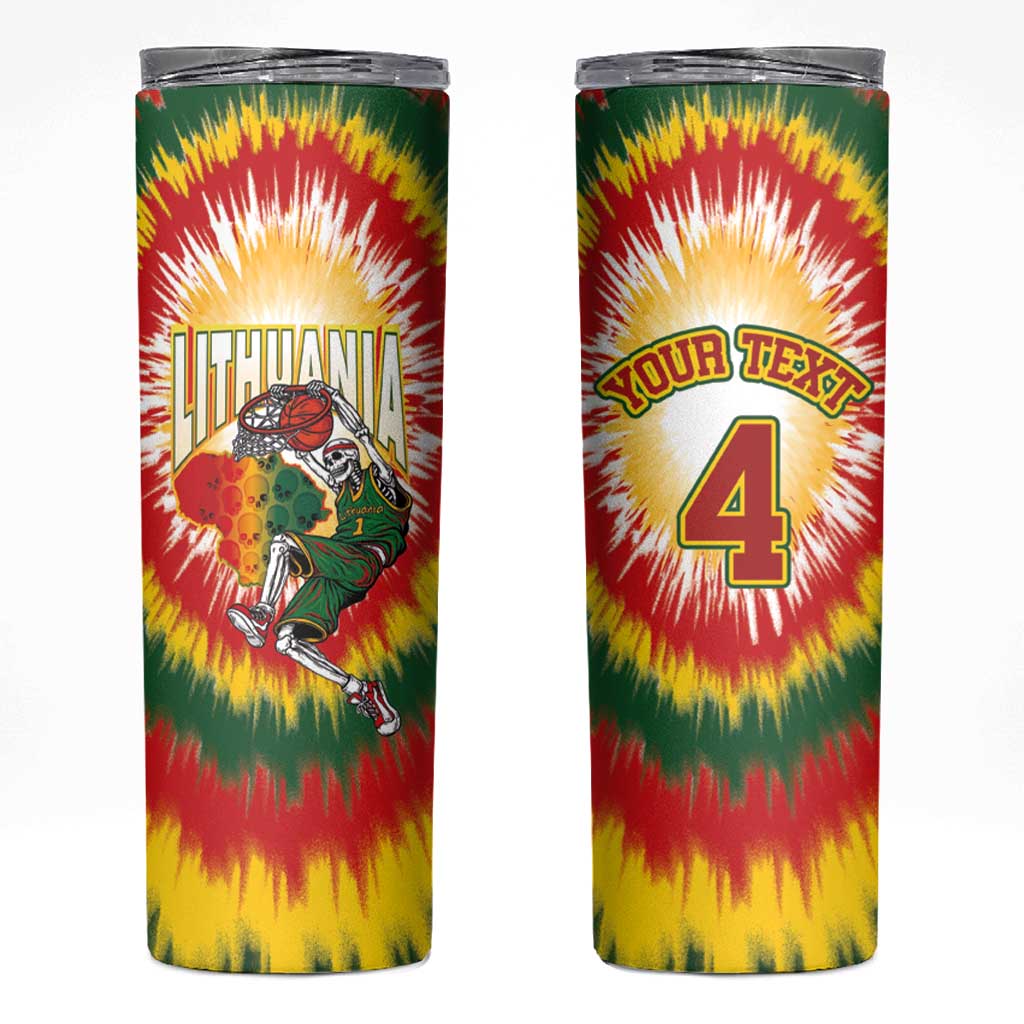 Custom Lithuania-Skeleton Power Dunk Skinny Tumbler Tie Dye Style