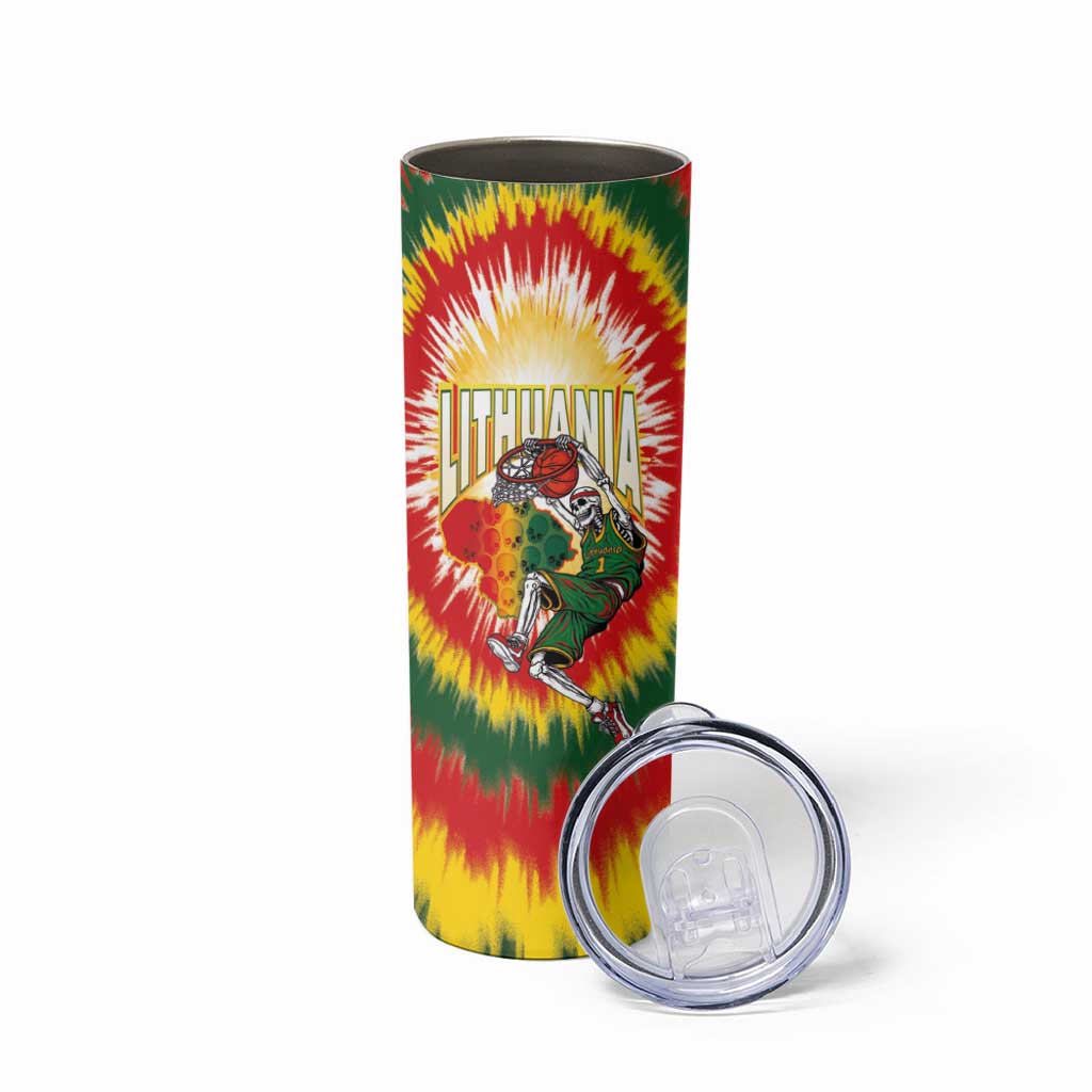 Custom Lithuania-Skeleton Power Dunk Skinny Tumbler Tie Dye Style