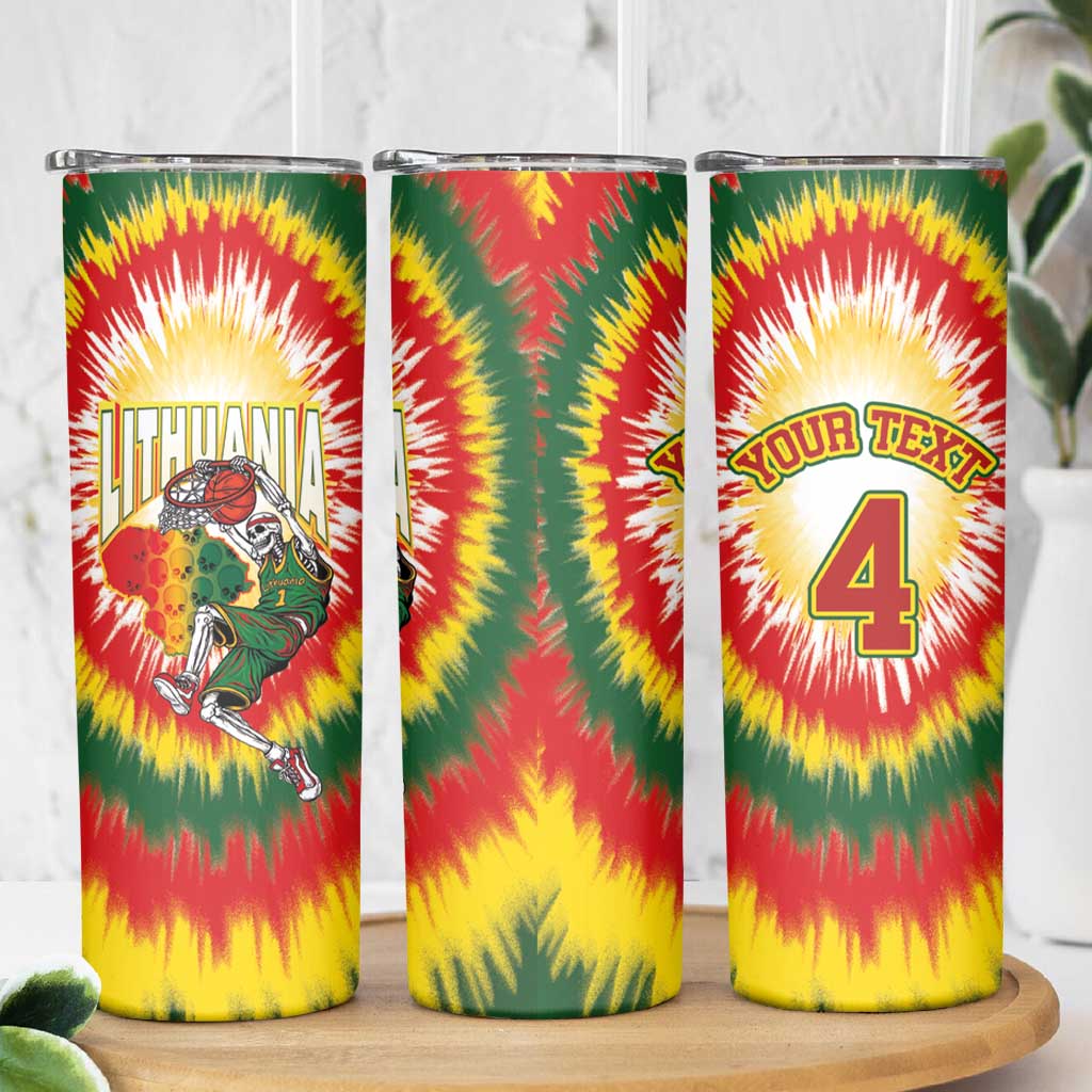 Custom Lithuania-Skeleton Power Dunk Skinny Tumbler Tie Dye Style