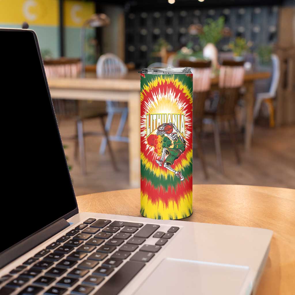 Custom Lithuania-Skeleton Power Dunk Skinny Tumbler Tie Dye Style