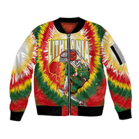 Custom Lithuania-Skeleton Power Dunk Sleeve Zip Bomber Jacket Tie Dye Style