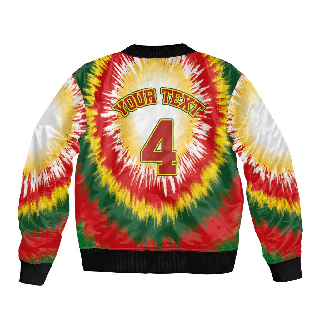 Custom Lithuania-Skeleton Power Dunk Sleeve Zip Bomber Jacket Tie Dye Style