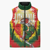 Custom Lithuania-Skeleton Power Dunk Sleeveless Puffer Jacket Tie Dye Style