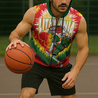 Custom Lithuania-Skeleton Power Dunk Sleeveless Zip Hoodie Tie Dye Style