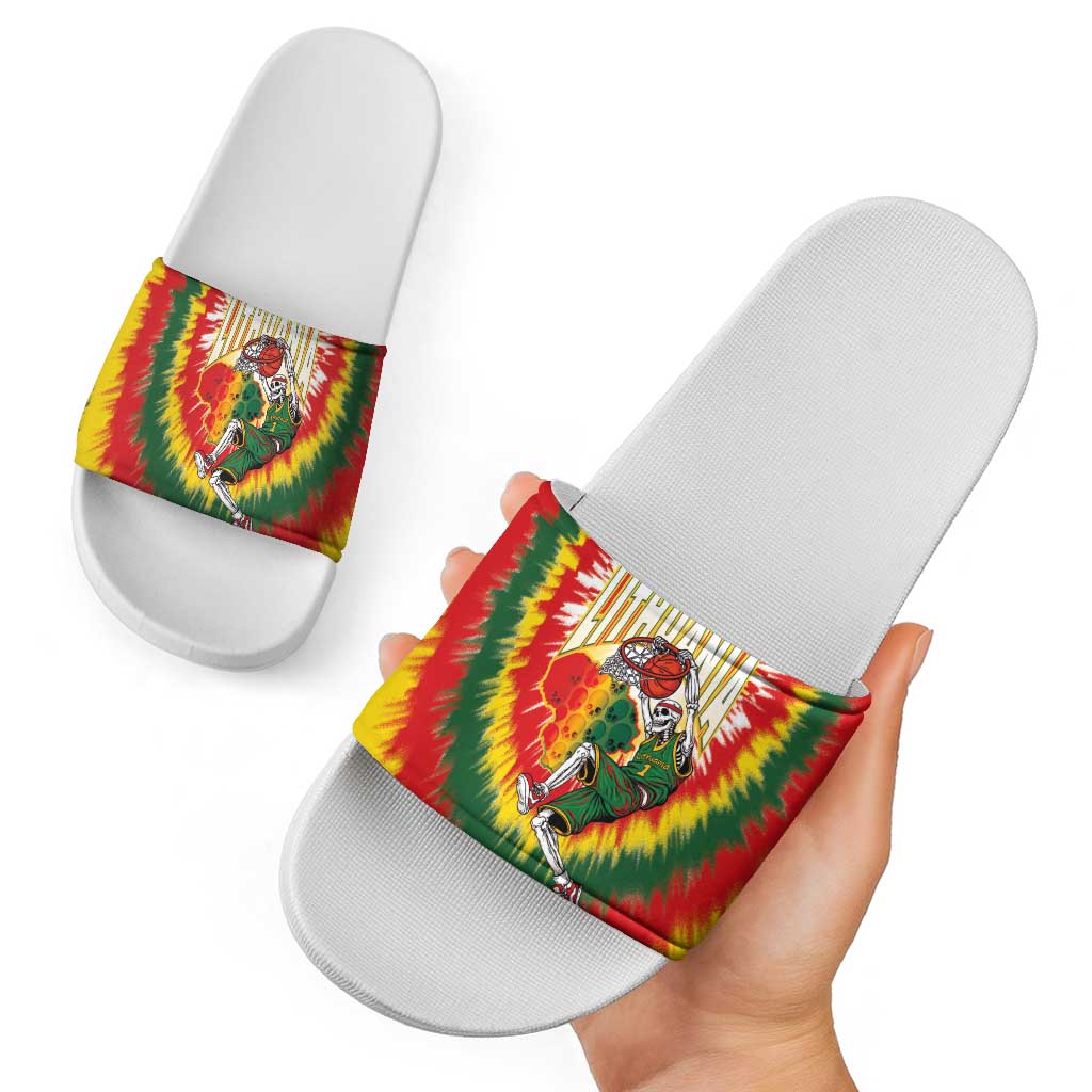 Lithuania-Skeleton Power Dunk Slide Sandals Tie Dye Style