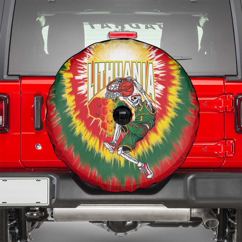 Lithuania-Skeleton Power Dunk Spare Tire Cover Tie Dye Style
