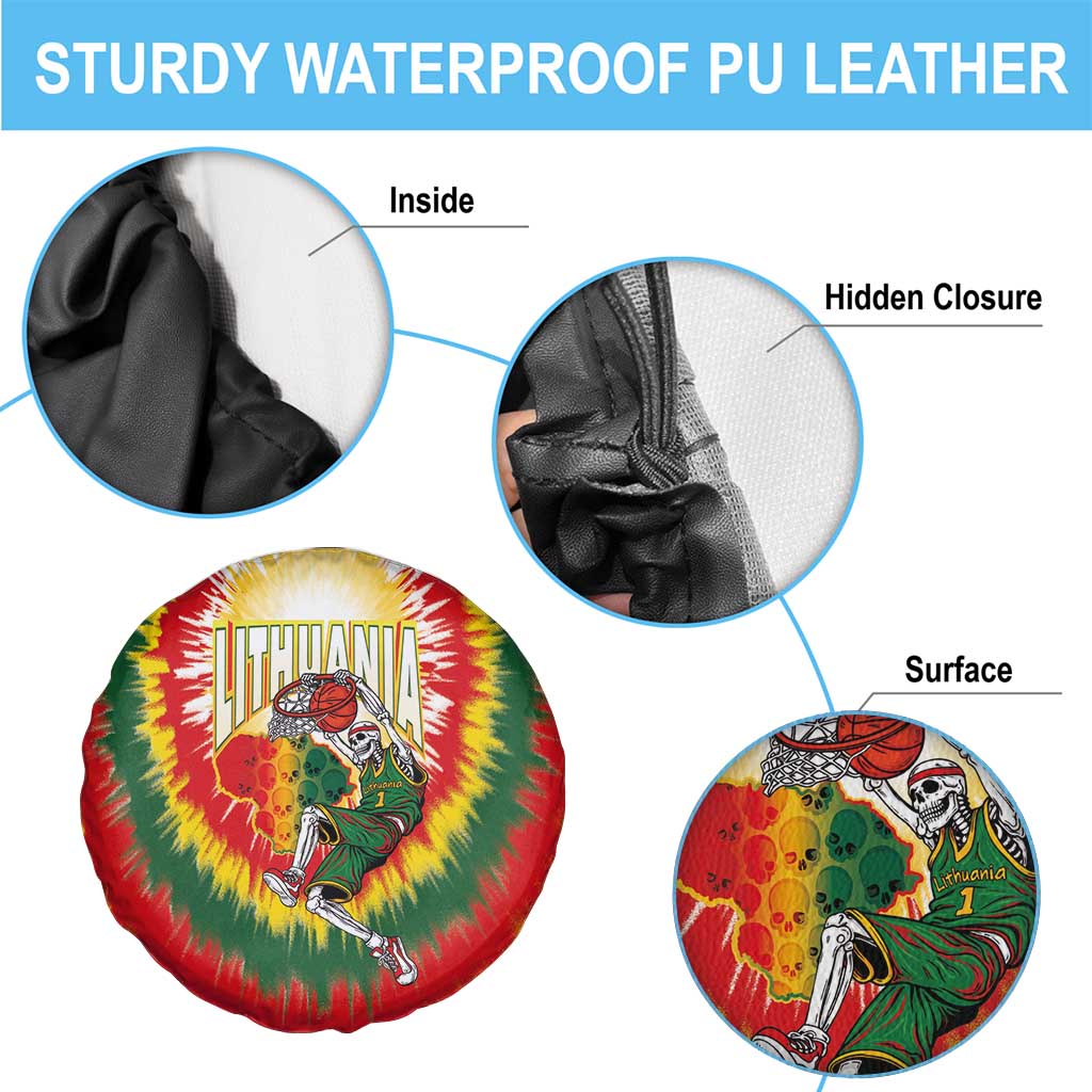 Lithuania-Skeleton Power Dunk Spare Tire Cover Tie Dye Style