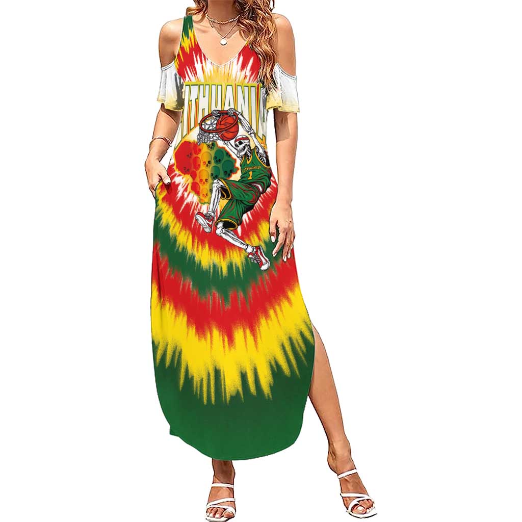 Custom Lithuania-Skeleton Power Dunk Summer Maxi Dress Tie Dye Style