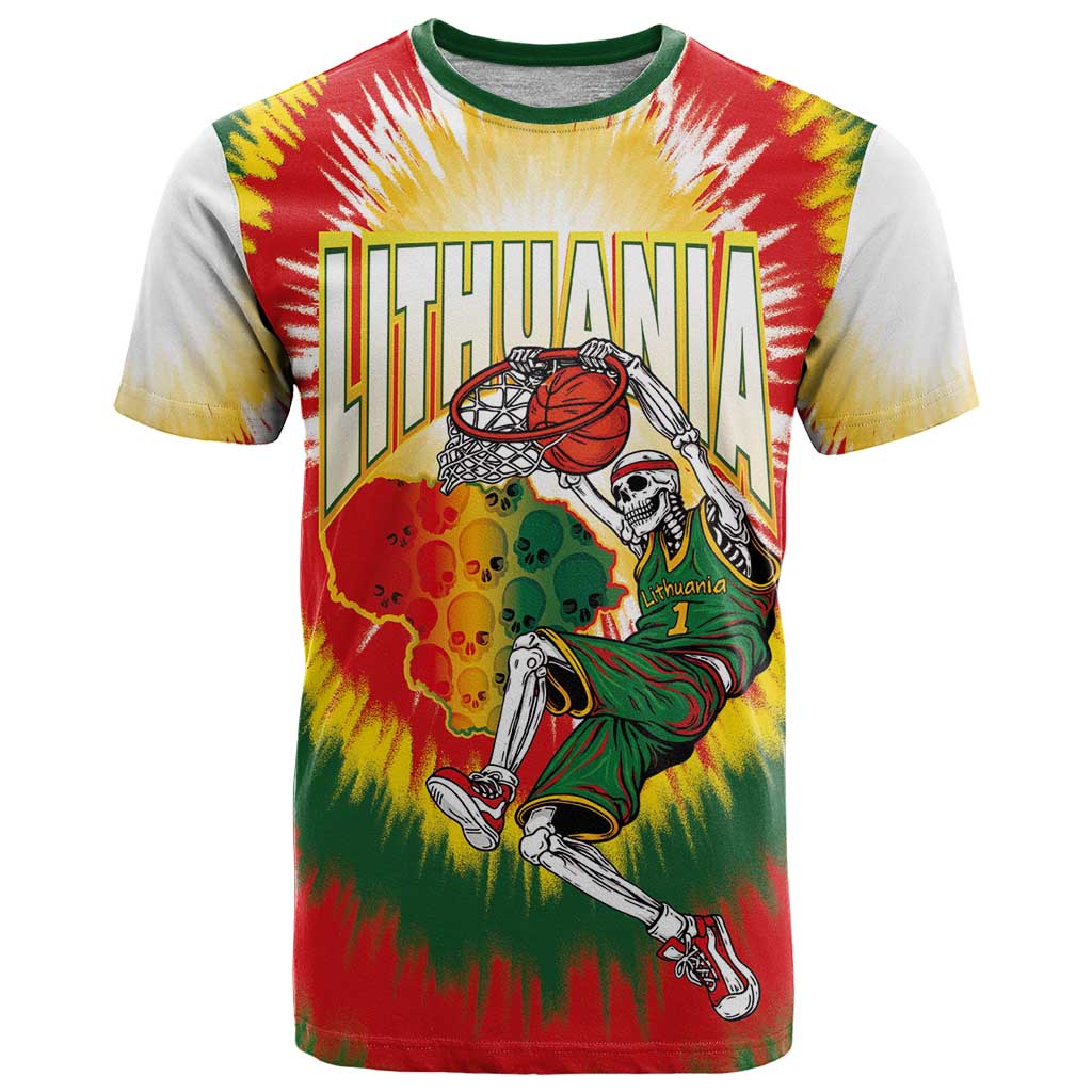 Custom Lithuania-Skeleton Power Dunk T Shirt Tie Dye Style