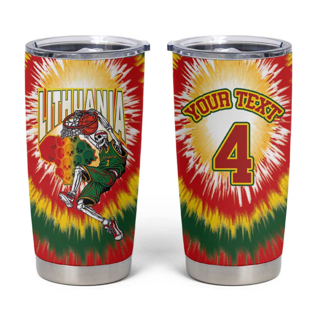 Custom Lithuania-Skeleton Power Dunk Tumbler Cup Tie Dye Style