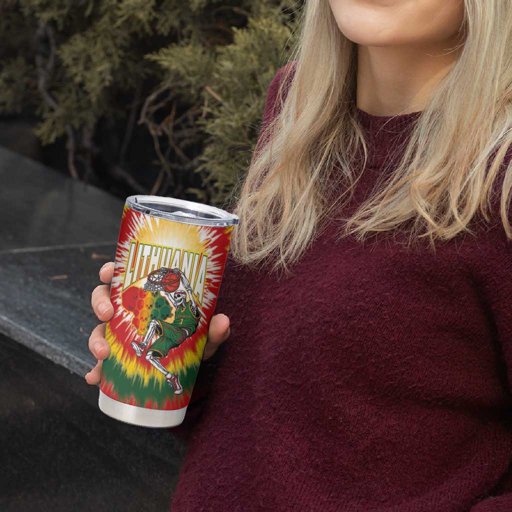 Custom Lithuania-Skeleton Power Dunk Tumbler Cup Tie Dye Style
