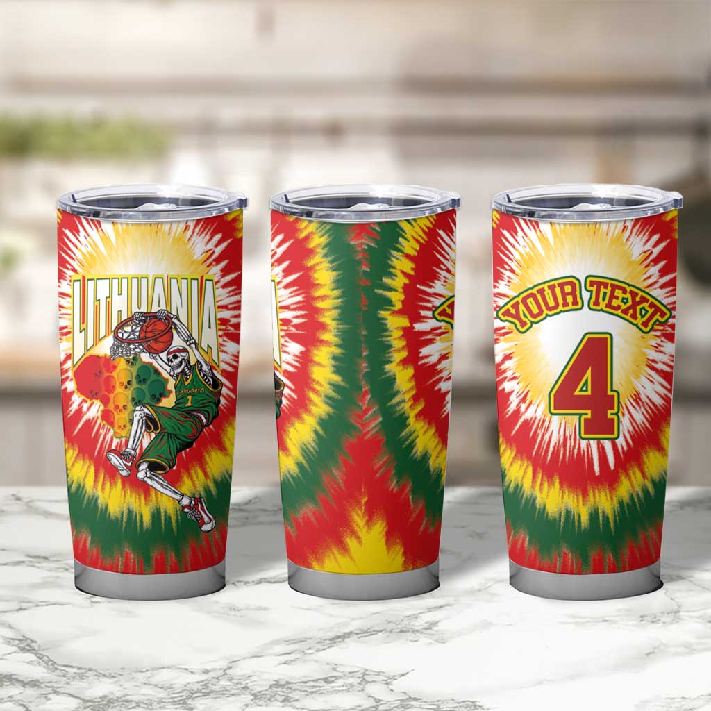 Custom Lithuania-Skeleton Power Dunk Tumbler Cup Tie Dye Style