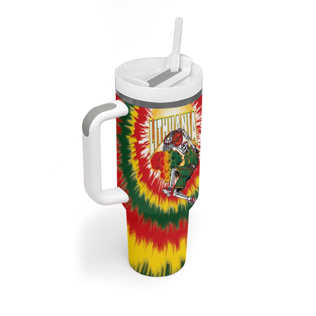 Custom Lithuania-Skeleton Power Dunk Tumbler With Handle Tie Dye Style
