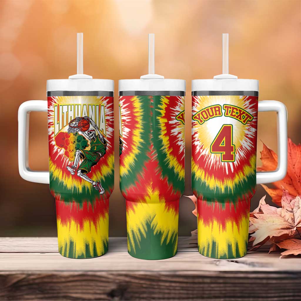 Custom Lithuania-Skeleton Power Dunk Tumbler With Handle Tie Dye Style