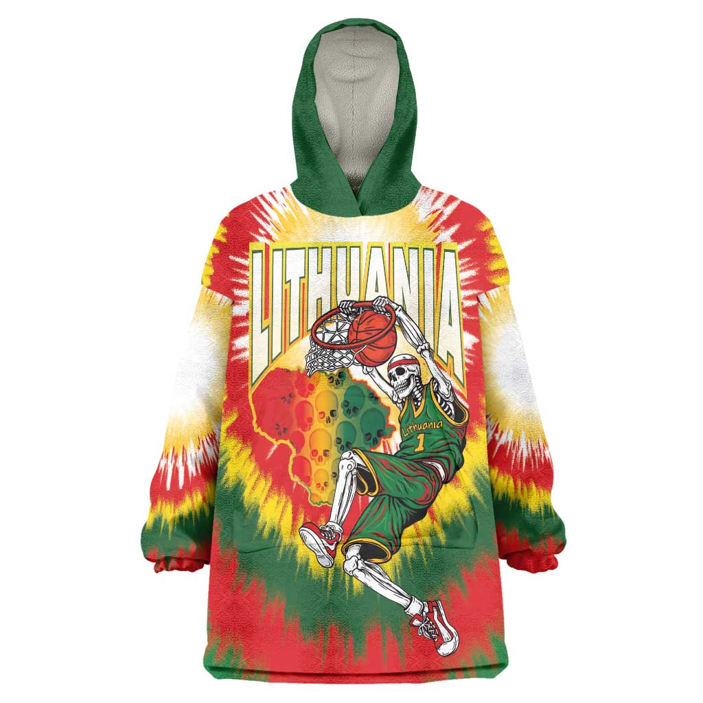 Custom Lithuania-Skeleton Power Dunk Wearable Blanket Hoodie Tie Dye Style