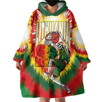 Custom Lithuania-Skeleton Power Dunk Wearable Blanket Hoodie Tie Dye Style