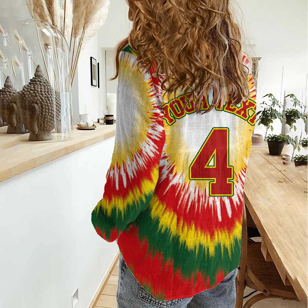 Custom Lithuania-Skeleton Power Dunk Women Casual Shirt Tie Dye Style