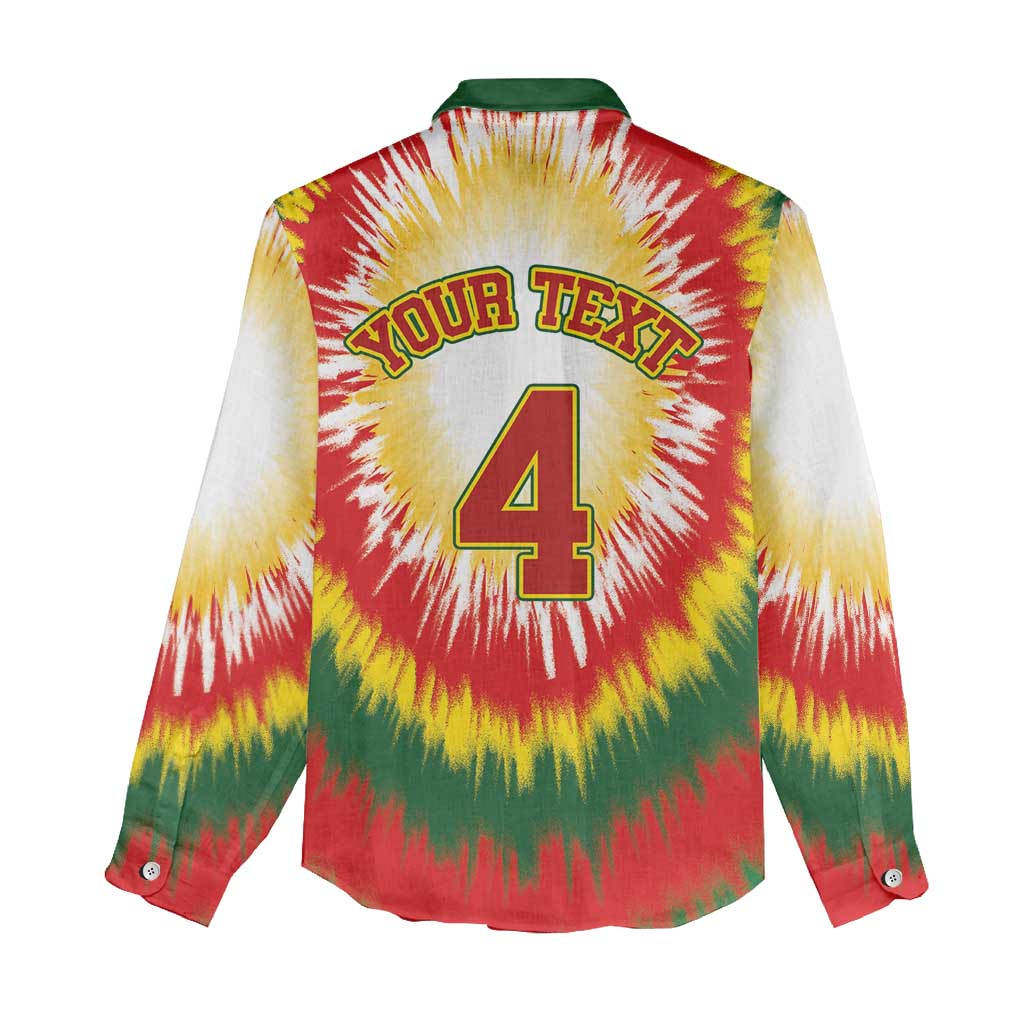Custom Lithuania-Skeleton Power Dunk Women Casual Shirt Tie Dye Style