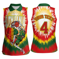 Custom Lithuania-Skeleton Power Dunk Women Sleeveless Polo Shirt Tie Dye Style