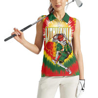 Custom Lithuania-Skeleton Power Dunk Women Sleeveless Polo Shirt Tie Dye Style