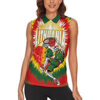 Custom Lithuania-Skeleton Power Dunk Women Sleeveless Polo Shirt Tie Dye Style