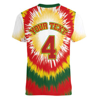 Custom Lithuania-Skeleton Power Dunk Women V-Neck T-Shirt Tie Dye Style