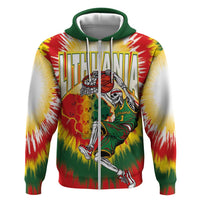Custom Lithuania-Skeleton Power Dunk Zip Hoodie Tie Dye Style