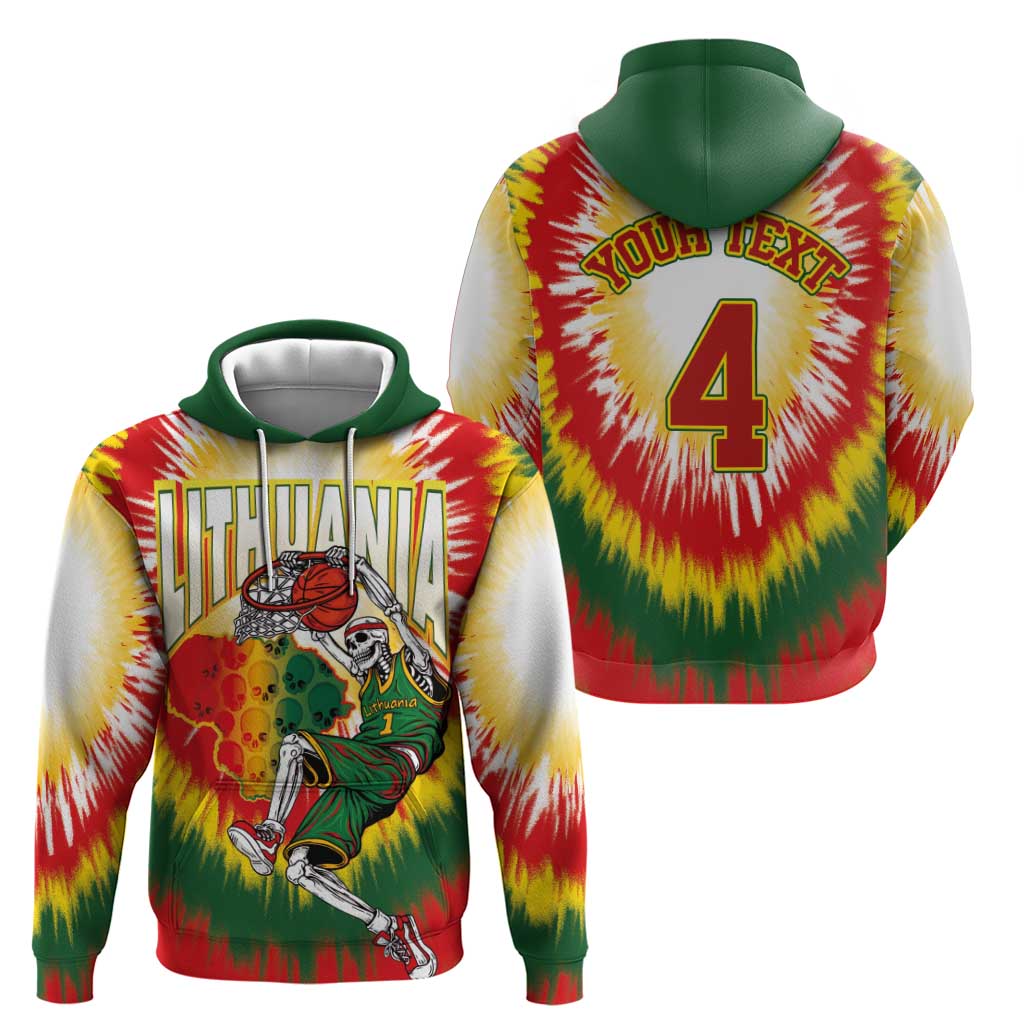 Custom Lithuania-Skeleton Power Dunk Zip Hoodie Tie Dye Style
