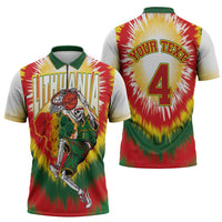 Custom Lithuania-Skeleton Power Dunk Zipper Polo Shirt Tie Dye Style