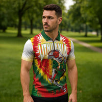 Custom Lithuania-Skeleton Power Dunk Zipper Polo Shirt Tie Dye Style