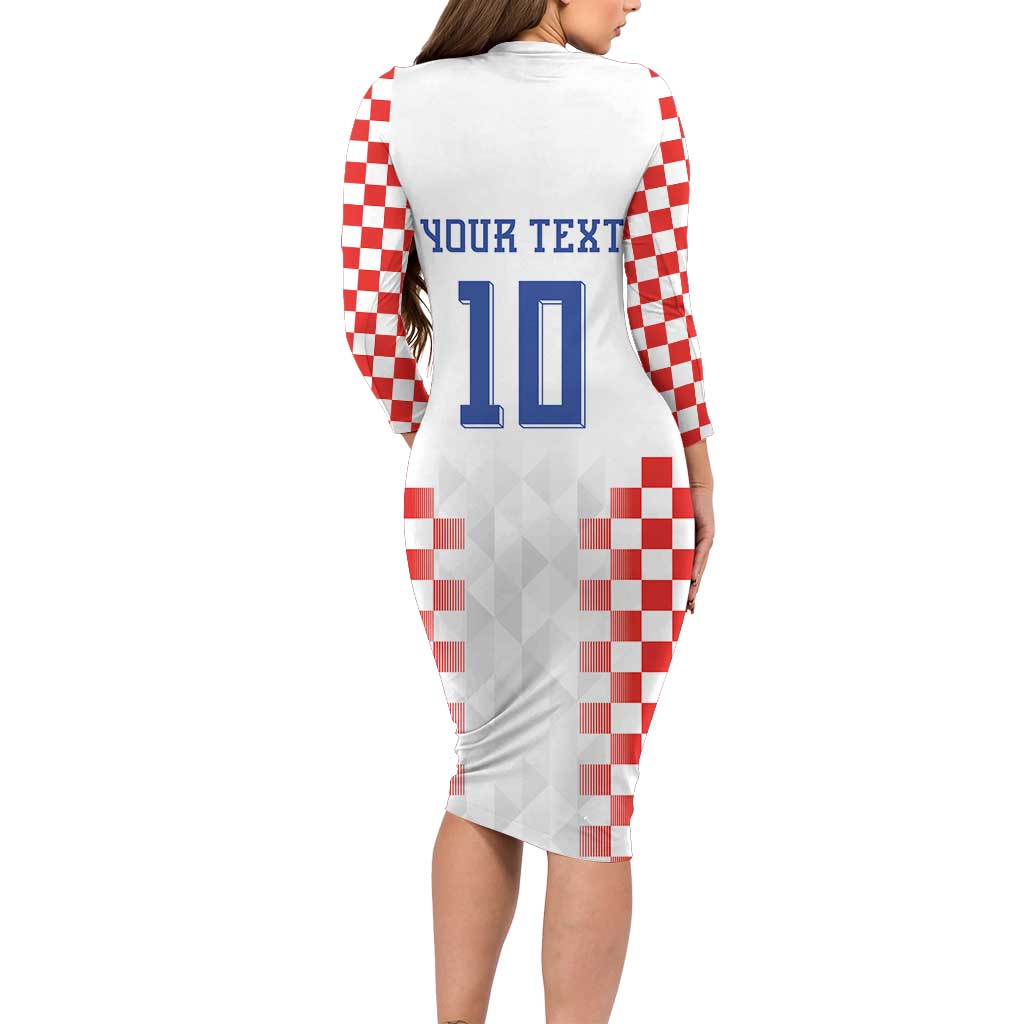 Custom Croatia Football Long Sleeve Bodycon Dress Vatreni Glory 2026