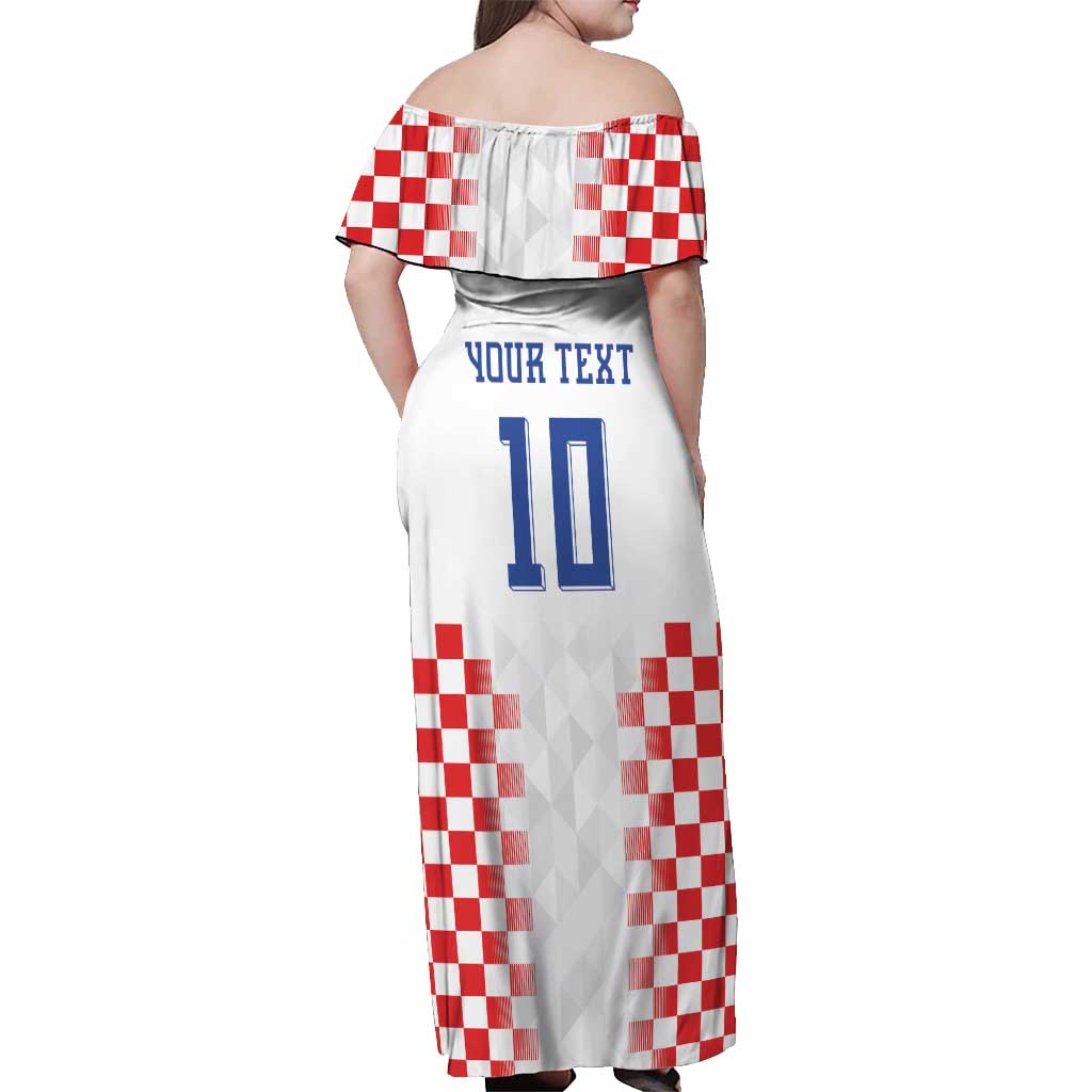 Custom Croatia Football Off Shoulder Maxi Dress Vatreni Glory 2026