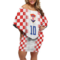 Custom Croatia Football Off Shoulder Short Dress Vatreni Glory 2026