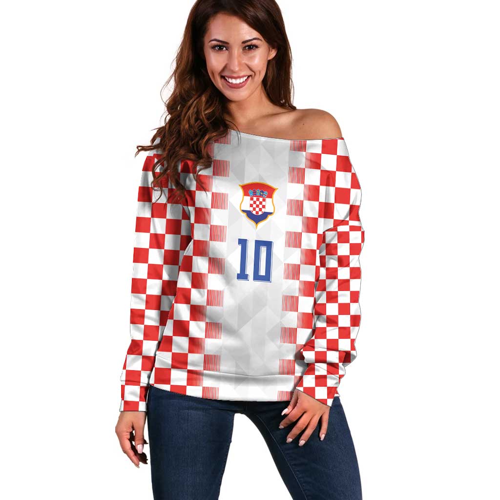 Custom Croatia Football Off Shoulder Sweater Vatreni Glory 2026