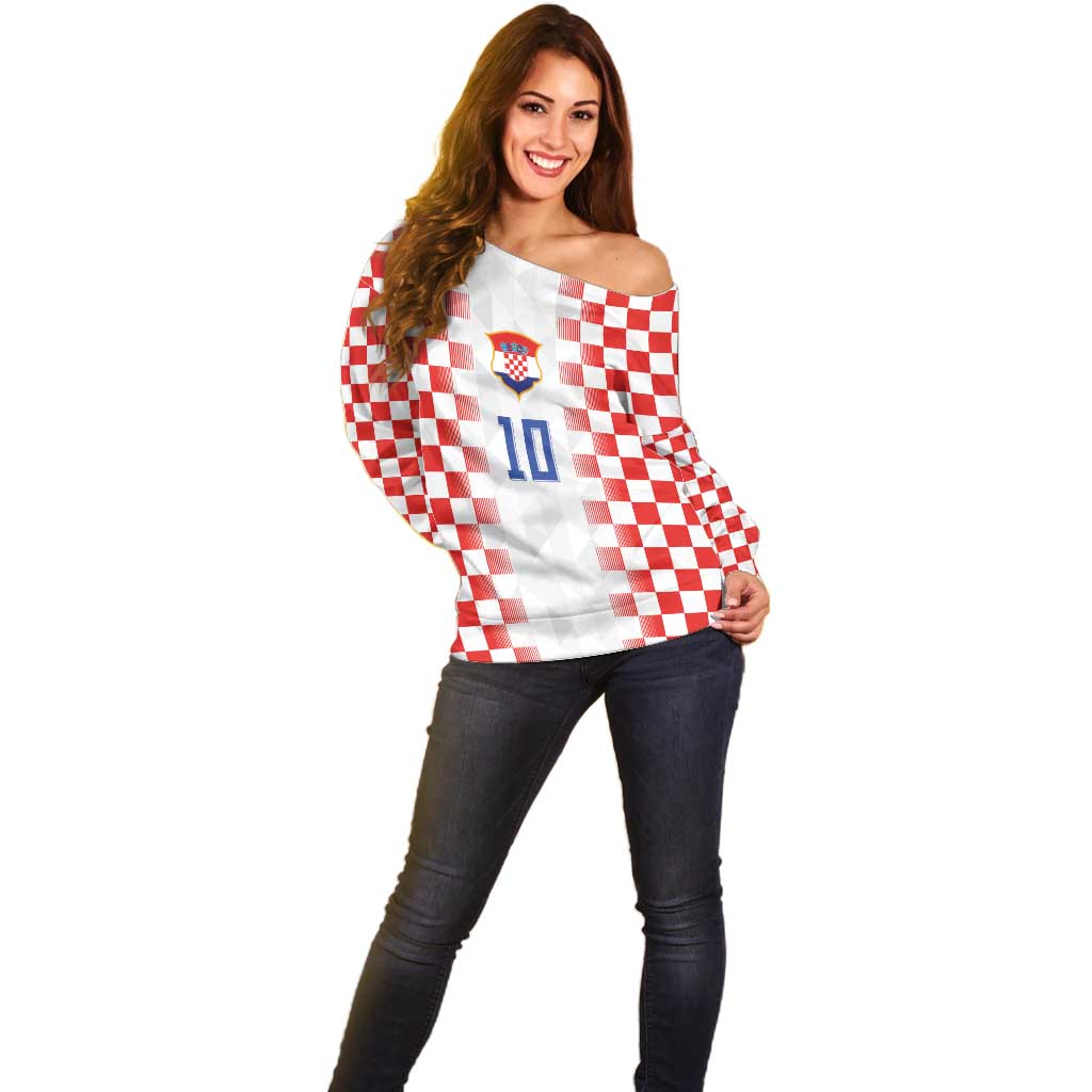 Custom Croatia Football Off Shoulder Sweater Vatreni Glory 2026