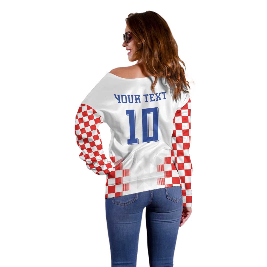 Custom Croatia Football Off Shoulder Sweater Vatreni Glory 2026