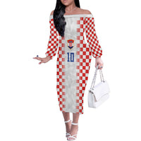 Custom Croatia Football Off The Shoulder Long Sleeve Dress Vatreni Glory 2026