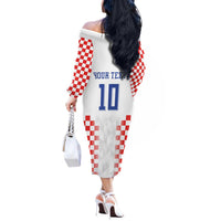 Custom Croatia Football Off The Shoulder Long Sleeve Dress Vatreni Glory 2026