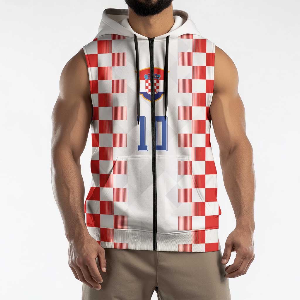 Custom Croatia Football Sleeveless Zip Hoodie Vatreni Glory 2026