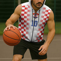 Custom Croatia Football Sleeveless Zip Hoodie Vatreni Glory 2026