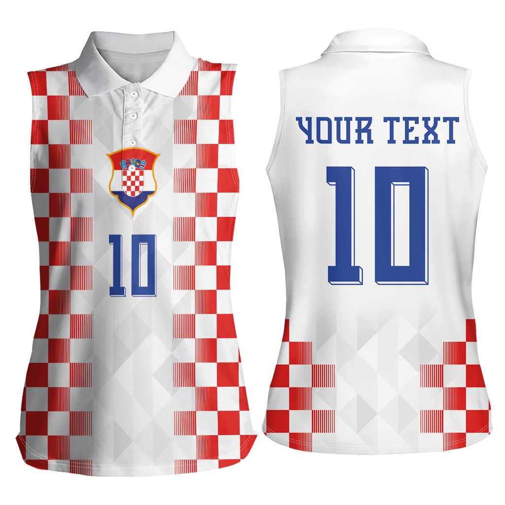 Custom Croatia Football Women Sleeveless Polo Shirt Vatreni Glory 2026