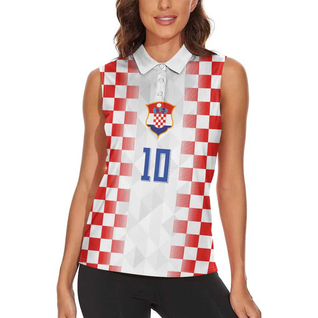 Custom Croatia Football Women Sleeveless Polo Shirt Vatreni Glory 2026