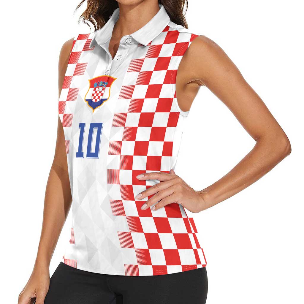 Custom Croatia Football Women Sleeveless Polo Shirt Vatreni Glory 2026