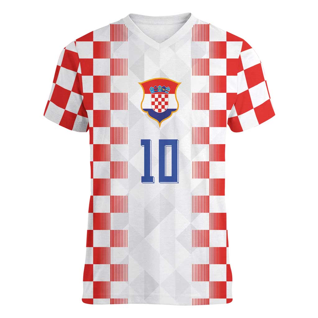 Custom Croatia Football Women V-Neck T-Shirt Vatreni Glory 2026