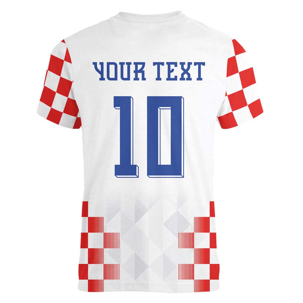 Custom Croatia Football Women V-Neck T-Shirt Vatreni Glory 2026